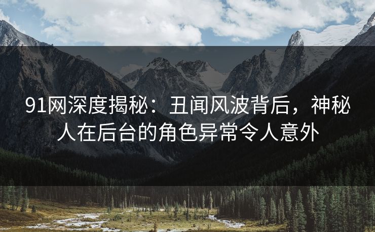 91网深度揭秘：丑闻风波背后，神秘人在后台的角色异常令人意外