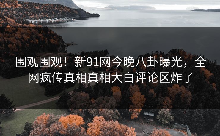 围观围观！新91网今晚八卦曝光，全网疯传真相真相大白评论区炸了