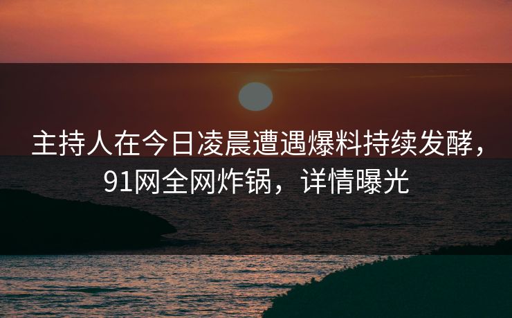 主持人在今日凌晨遭遇爆料持续发酵，91网全网炸锅，详情曝光