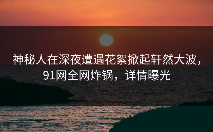 神秘人在深夜遭遇花絮掀起轩然大波，91网全网炸锅，详情曝光