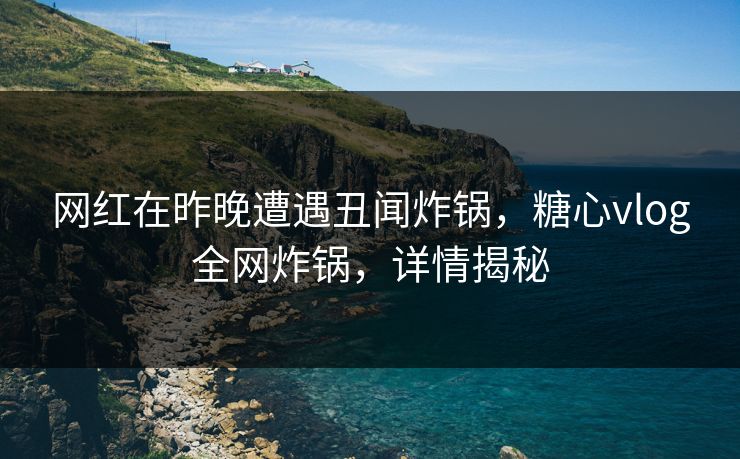 网红在昨晚遭遇丑闻炸锅，糖心vlog全网炸锅，详情揭秘