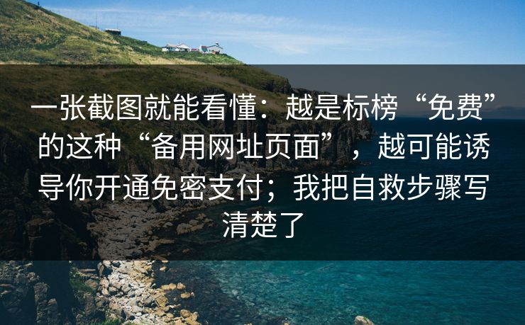 一张截图就能看懂：越是标榜“免费”的这种“备用网址页面”，越可能诱导你开通免密支付；我把自救步骤写清楚了